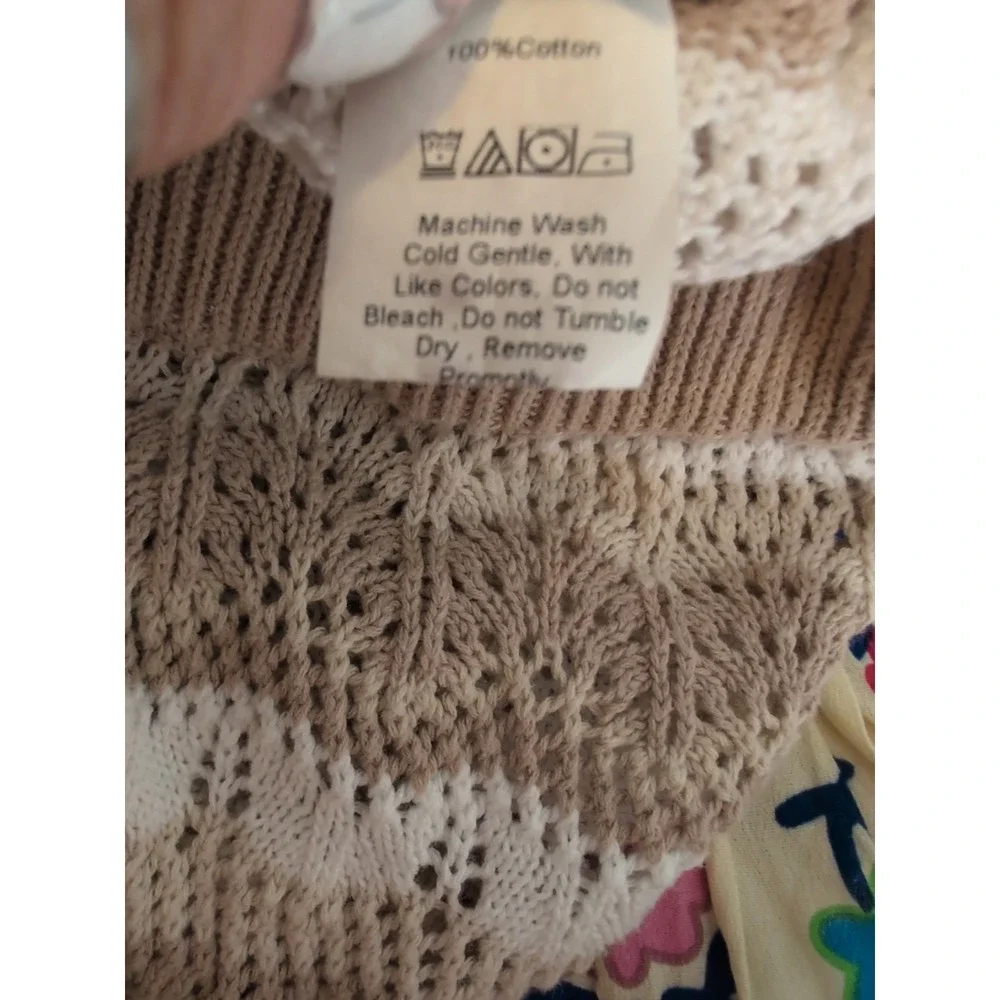 Princess Polly Women's 4 Shorts Leah Beige Scallop Striped‎ Crochet Sheer